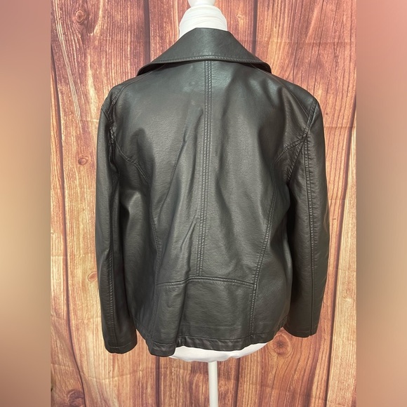 Skye’s the Limit Black long sleeve faux leather lined biker jacket women’s L - Picture 8 of 17